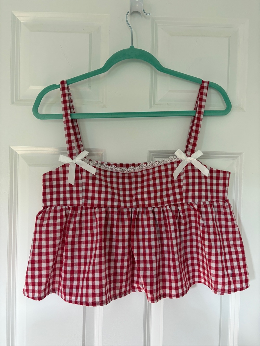 Red Gingham Ruffled Tank Top - Picture 4 of 8